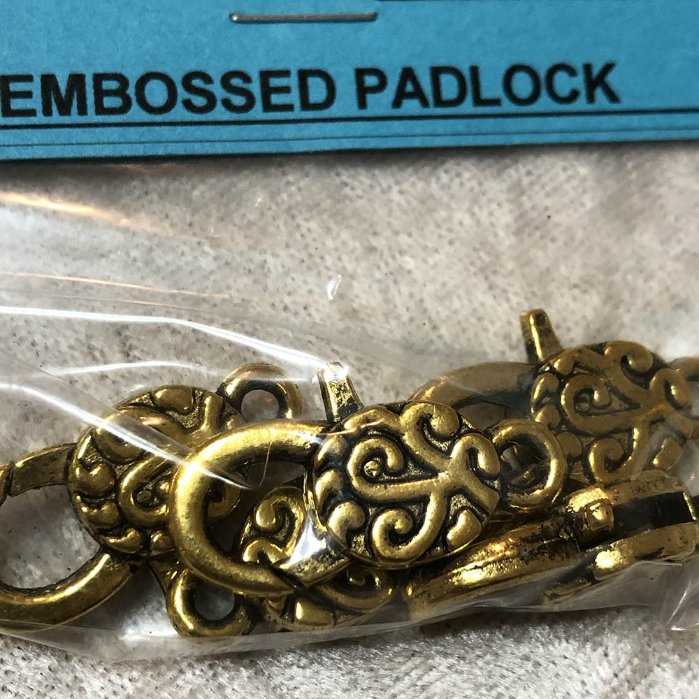 Gold Plated Embossed Padlock Clasp