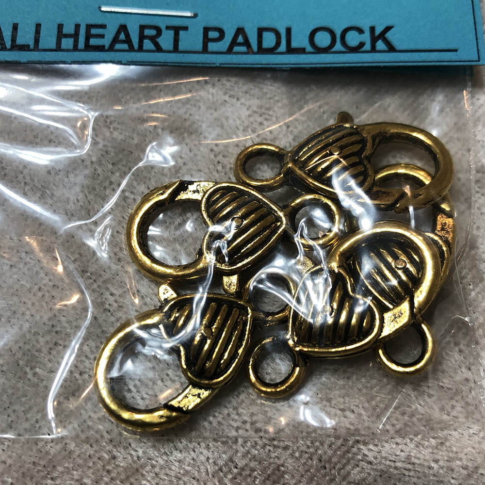 Gold Plated Bali Heart Padlock