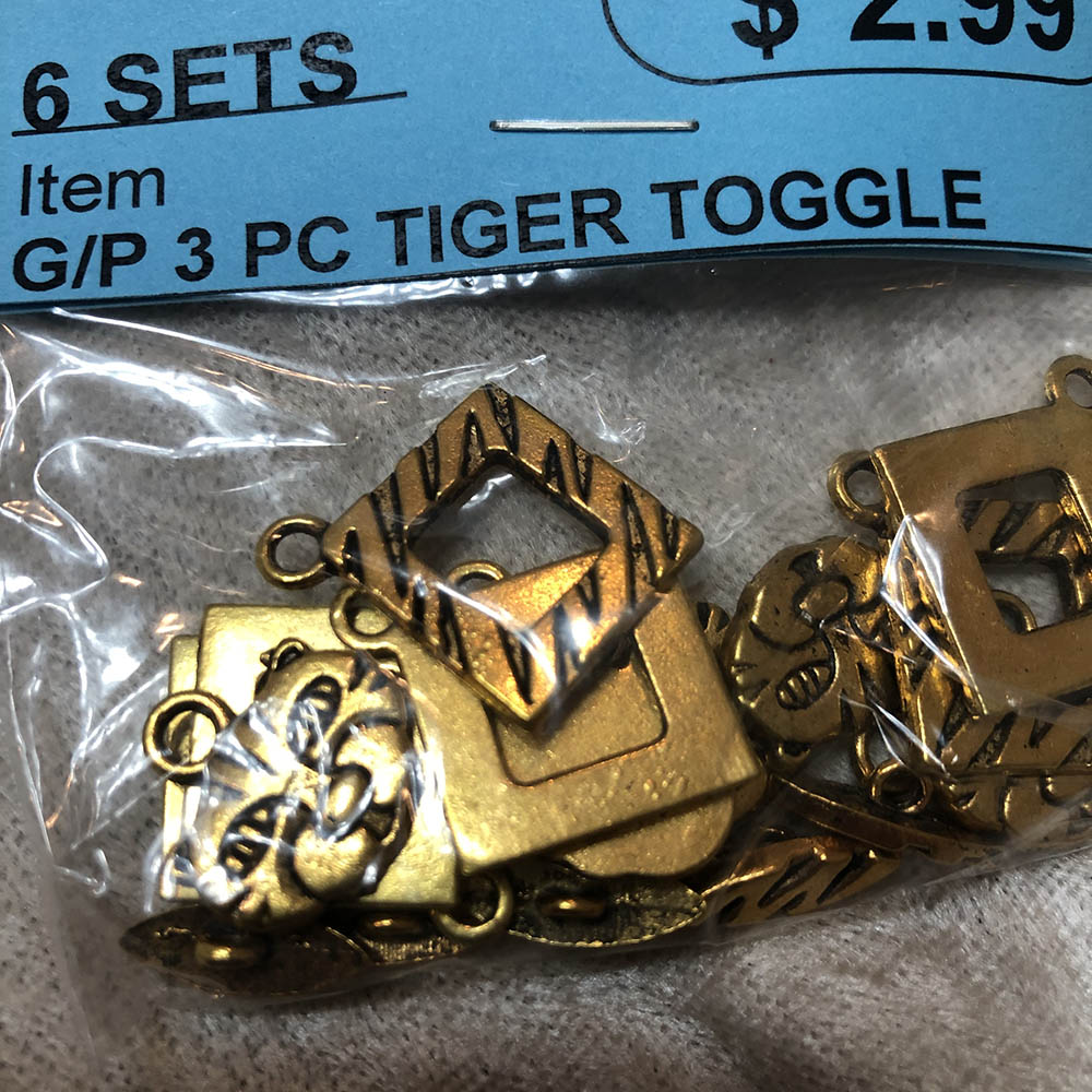 Gold Plated 3-Piece Tiger Toggles