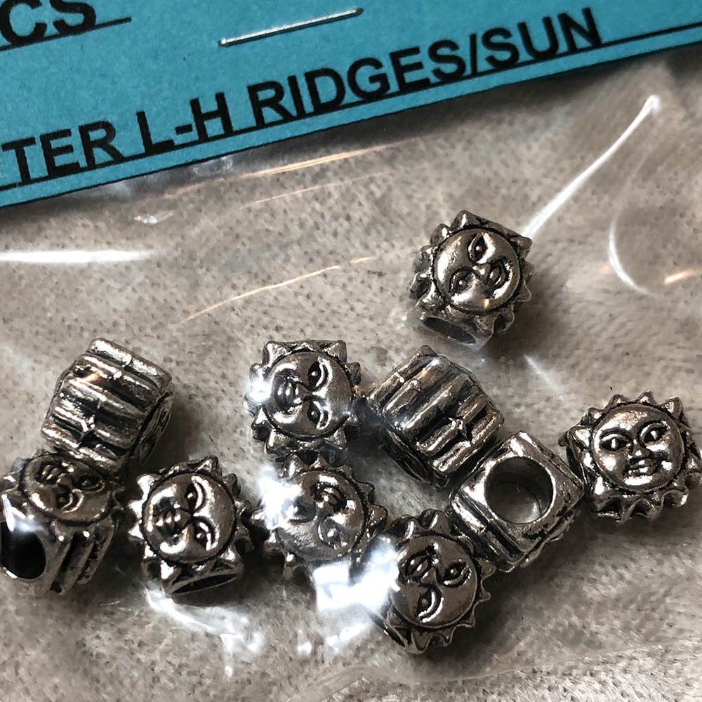 Pewter Large Hole Sun Face Beads