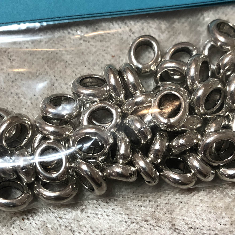 Pewter Large Hole Oval Band Beads