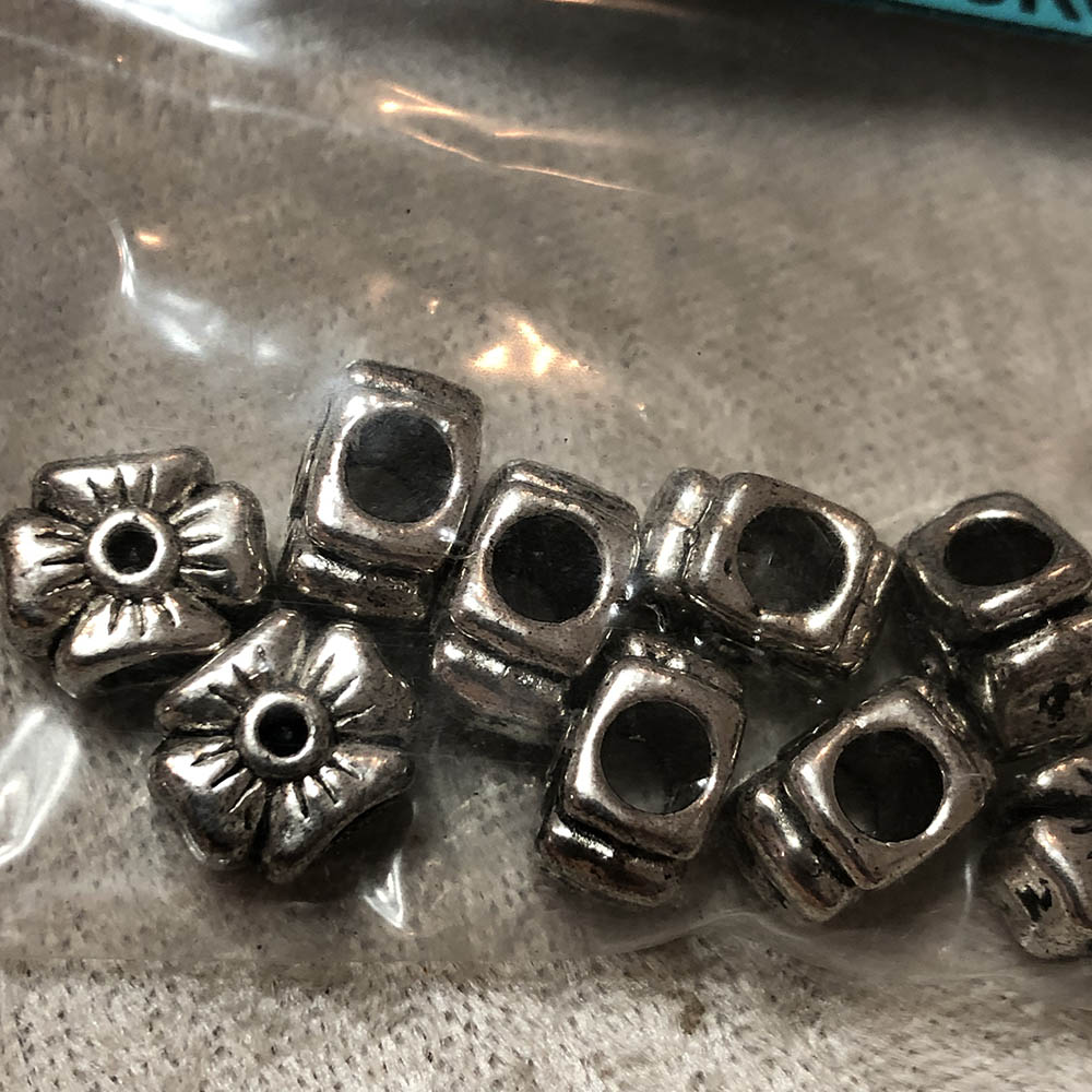 Pewter Large Hole Iron Cross Beads