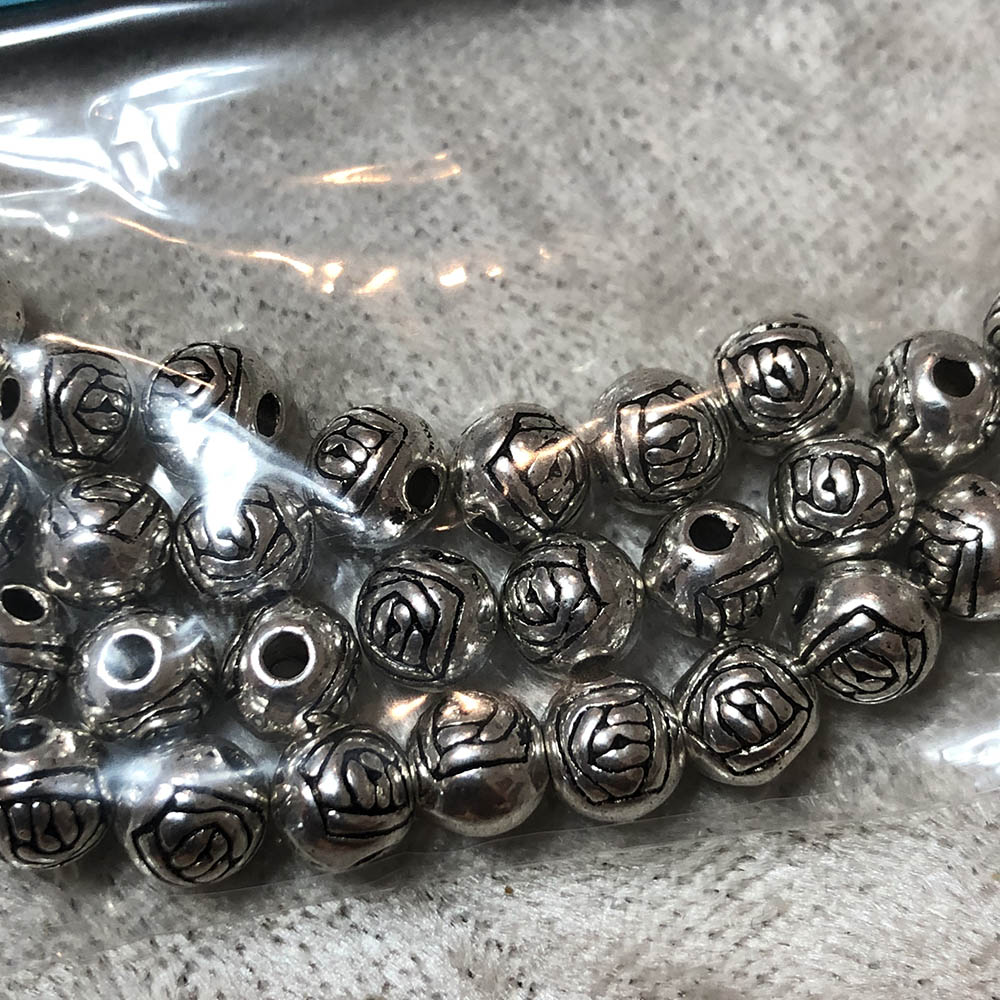 Pewter 6mm Rose Round