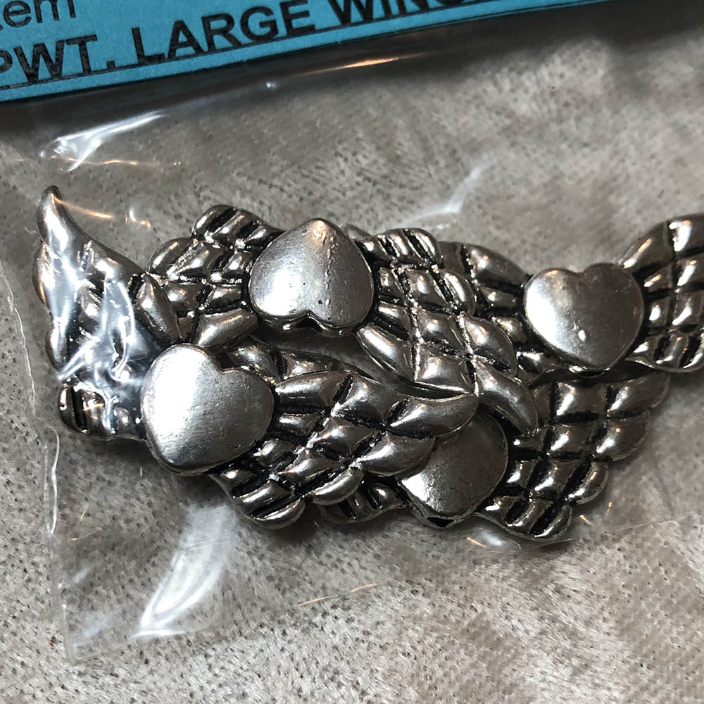 Pewter Large Winged Hearts