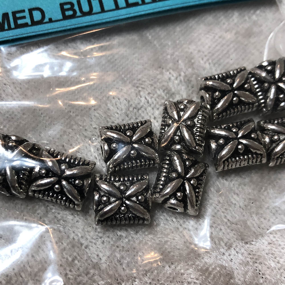 Pewter Medium Butterfly/Moth Rectangle Beads