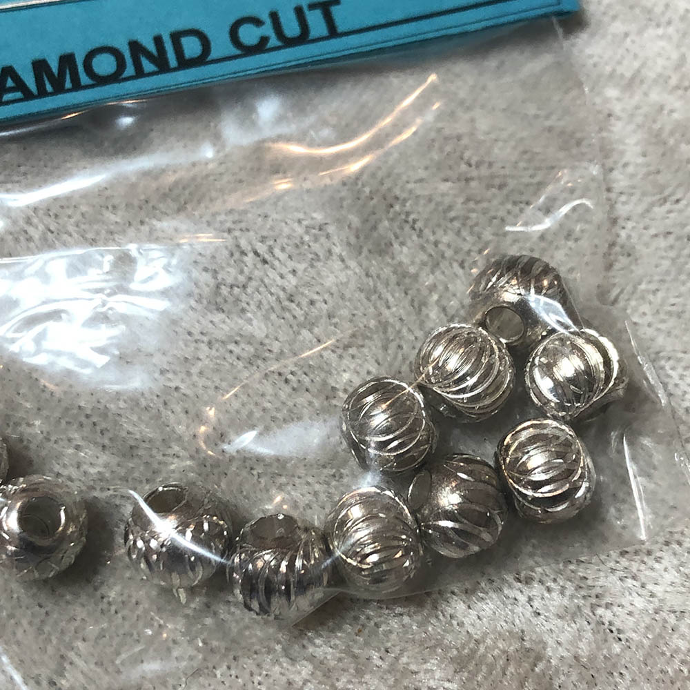 Silver Plated 6mm Diamond Cut Beads