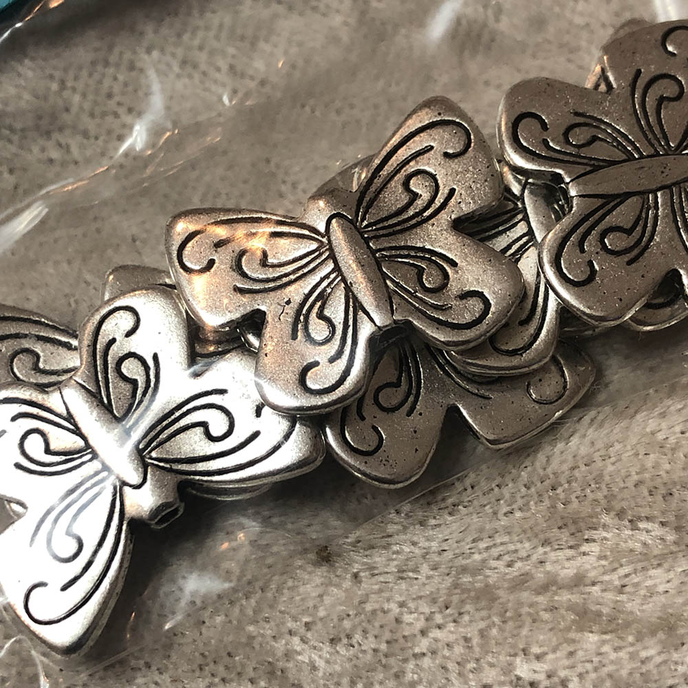 Pewter Large Butterfly Beads