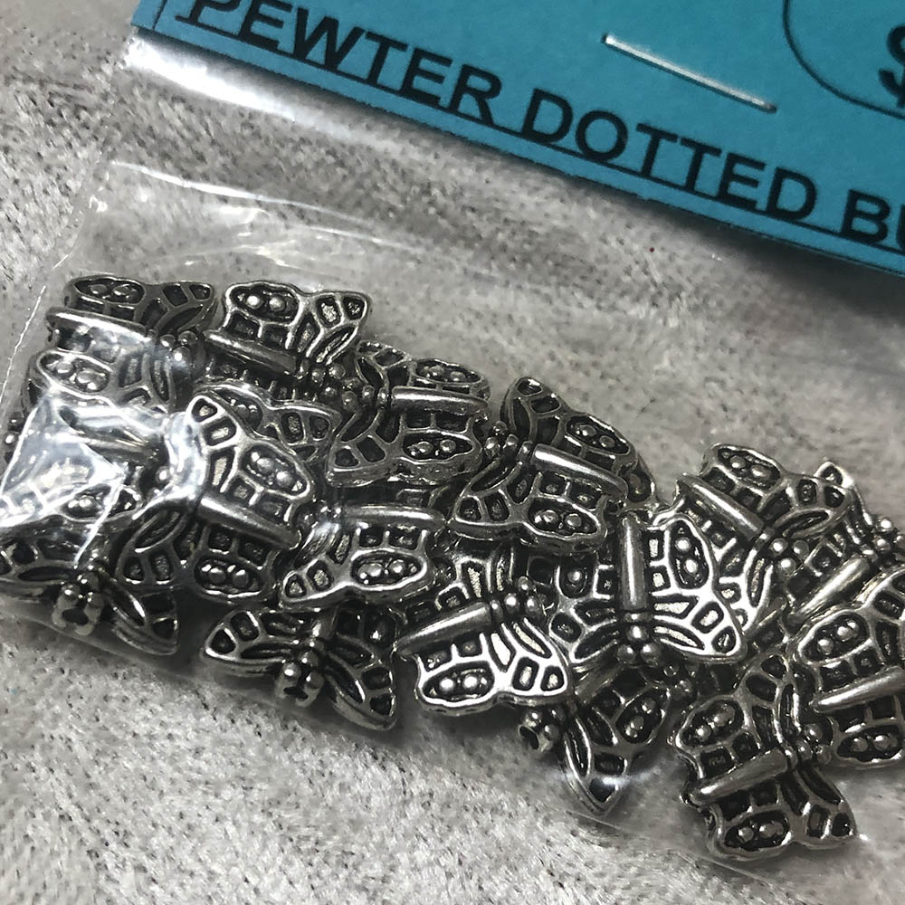 Pewter Dotted Butterfly Beads