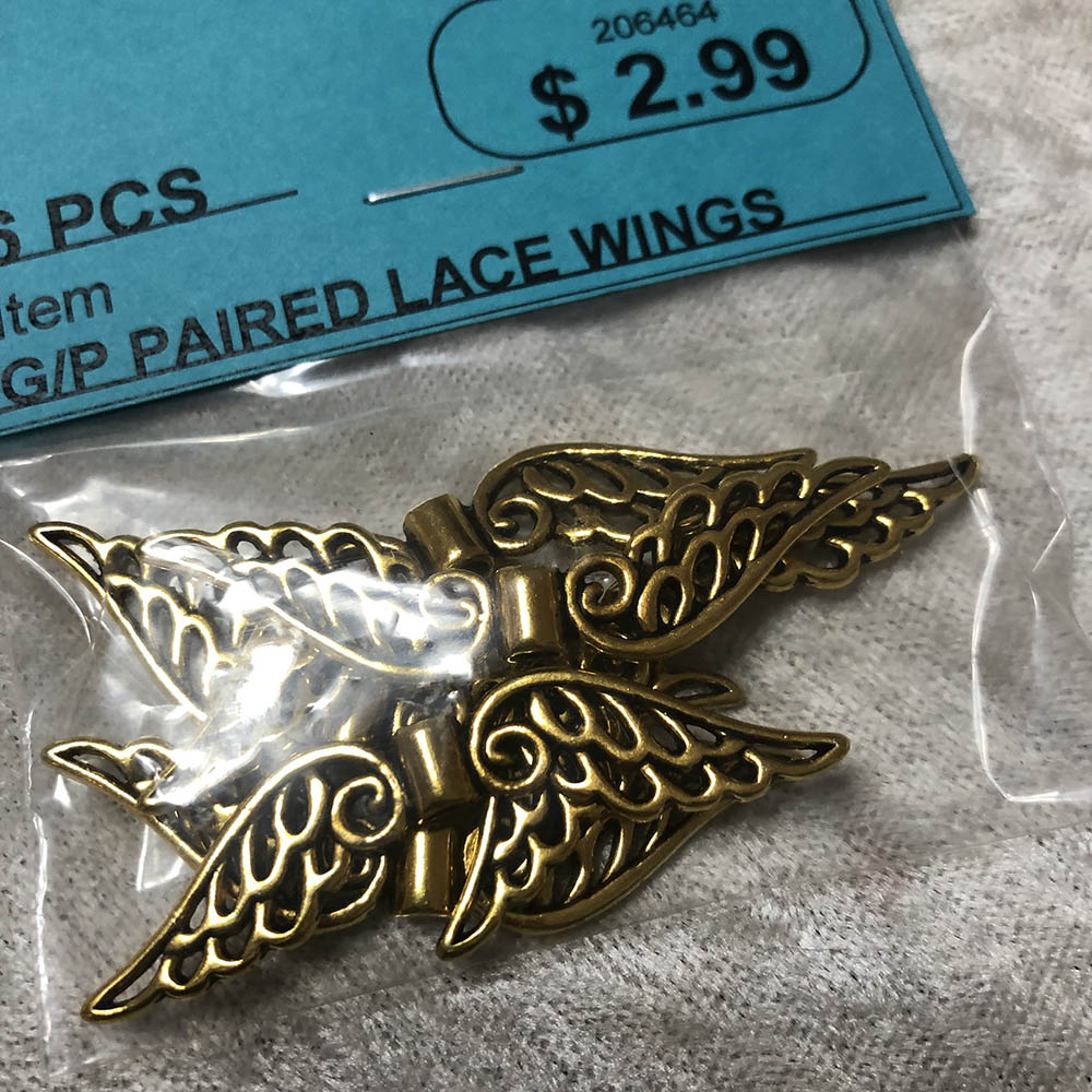 Gold Plated Paired Lace Wing Beads