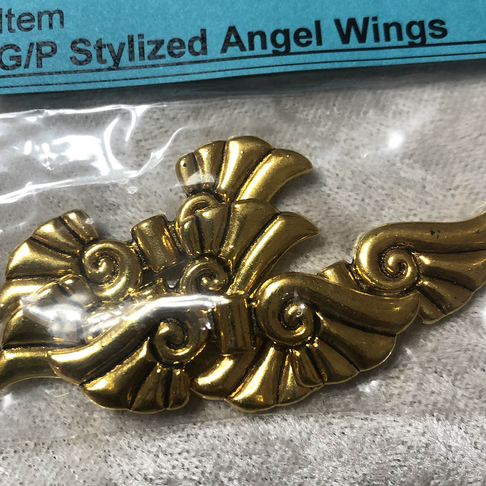 Gold Plated Medium Stylized Angel Wing Beads