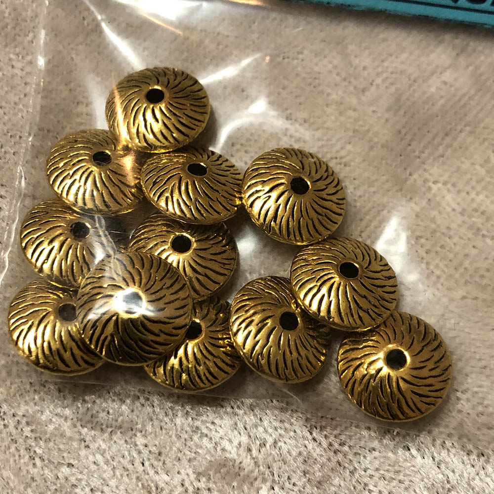 Gold Plated Bali 12mm Squash Beads