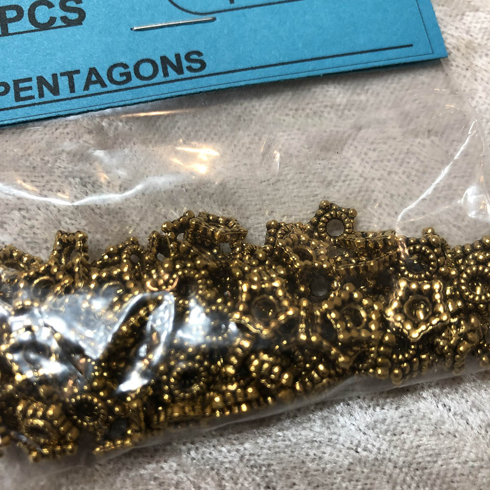 Gold Plated Pentagon Beads