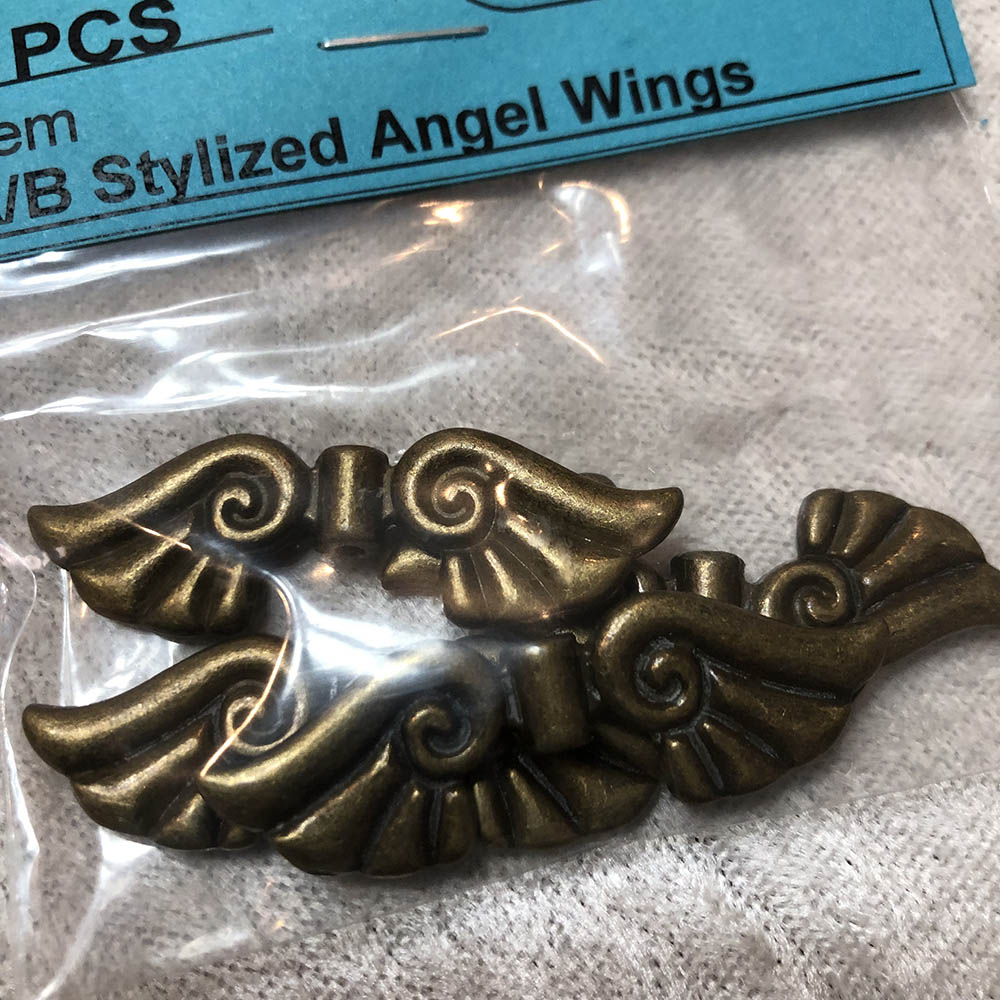 Antique Brass Stylized Angel Wing Beads