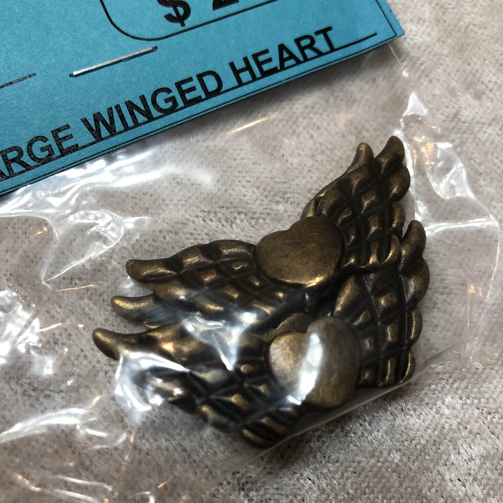 Antique Brass Large Winged Heart Beads