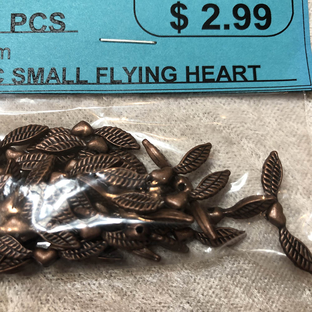 Antique Copper Small Flying Heart Beads