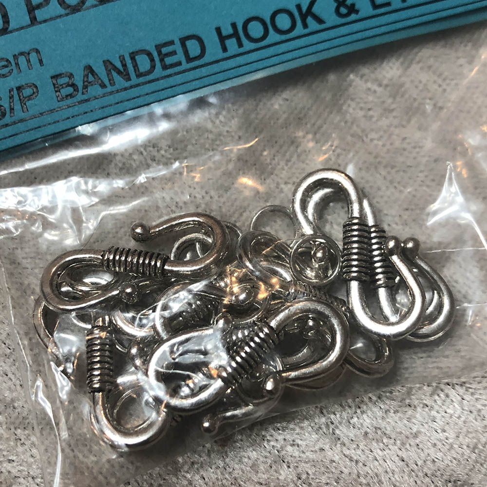 Silver Plated Banded Hook & Eye Clasps