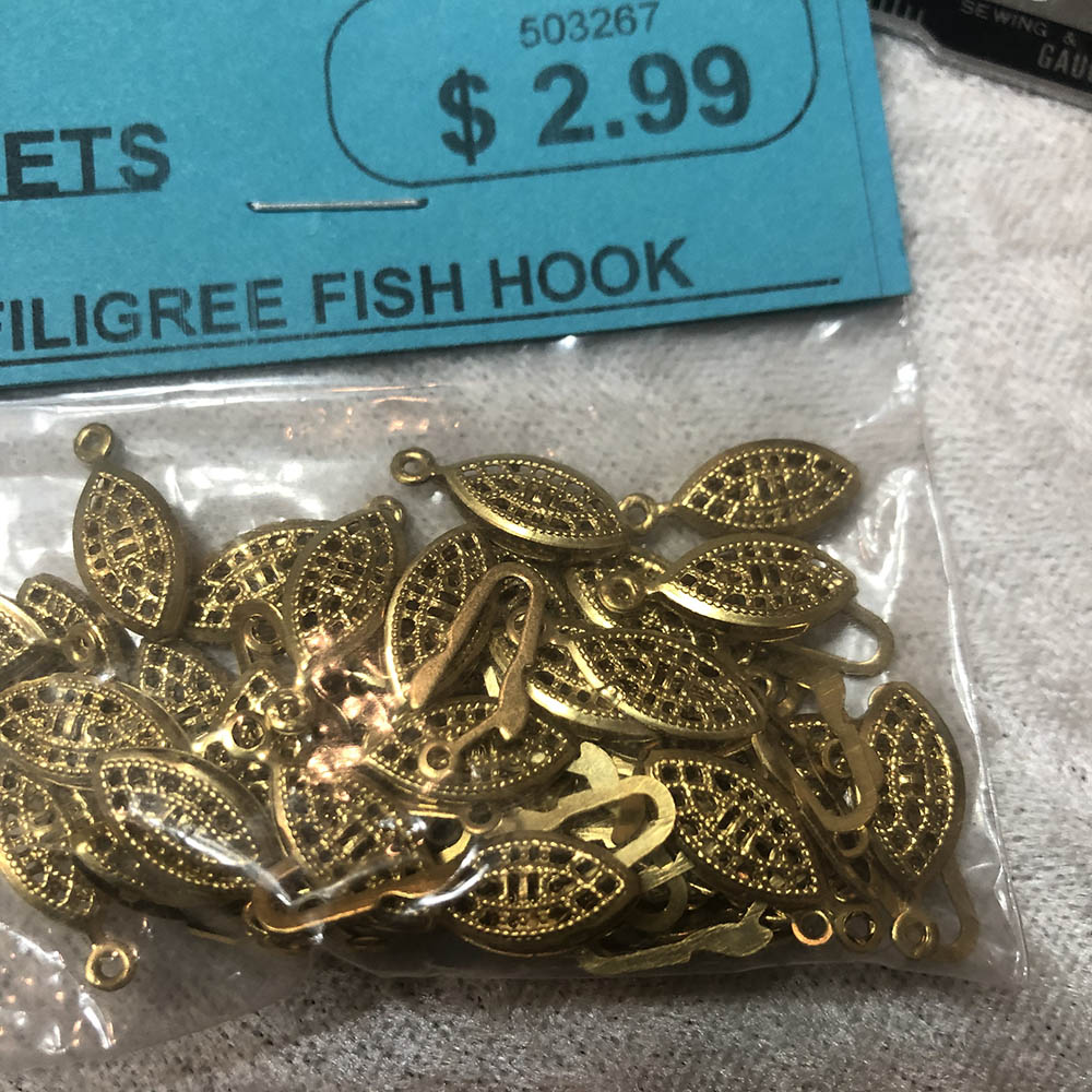 Gold Plated Filigree Fish Hook Clasps