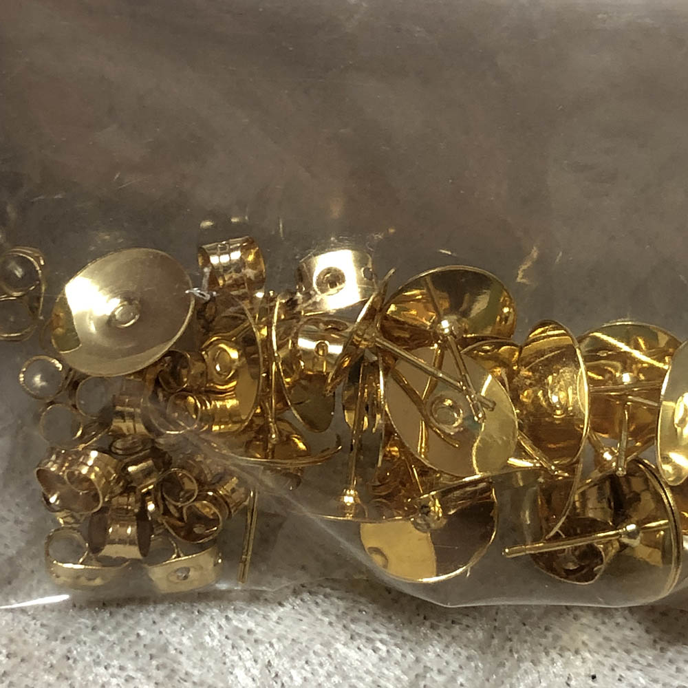 Gold Plated 10mm Flat Pad Earring Post