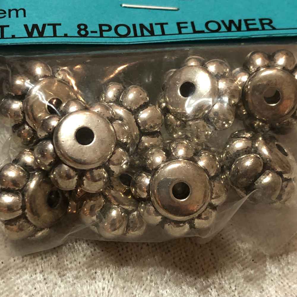 Silver Plated Plastic Large Hole 8-Point Flower