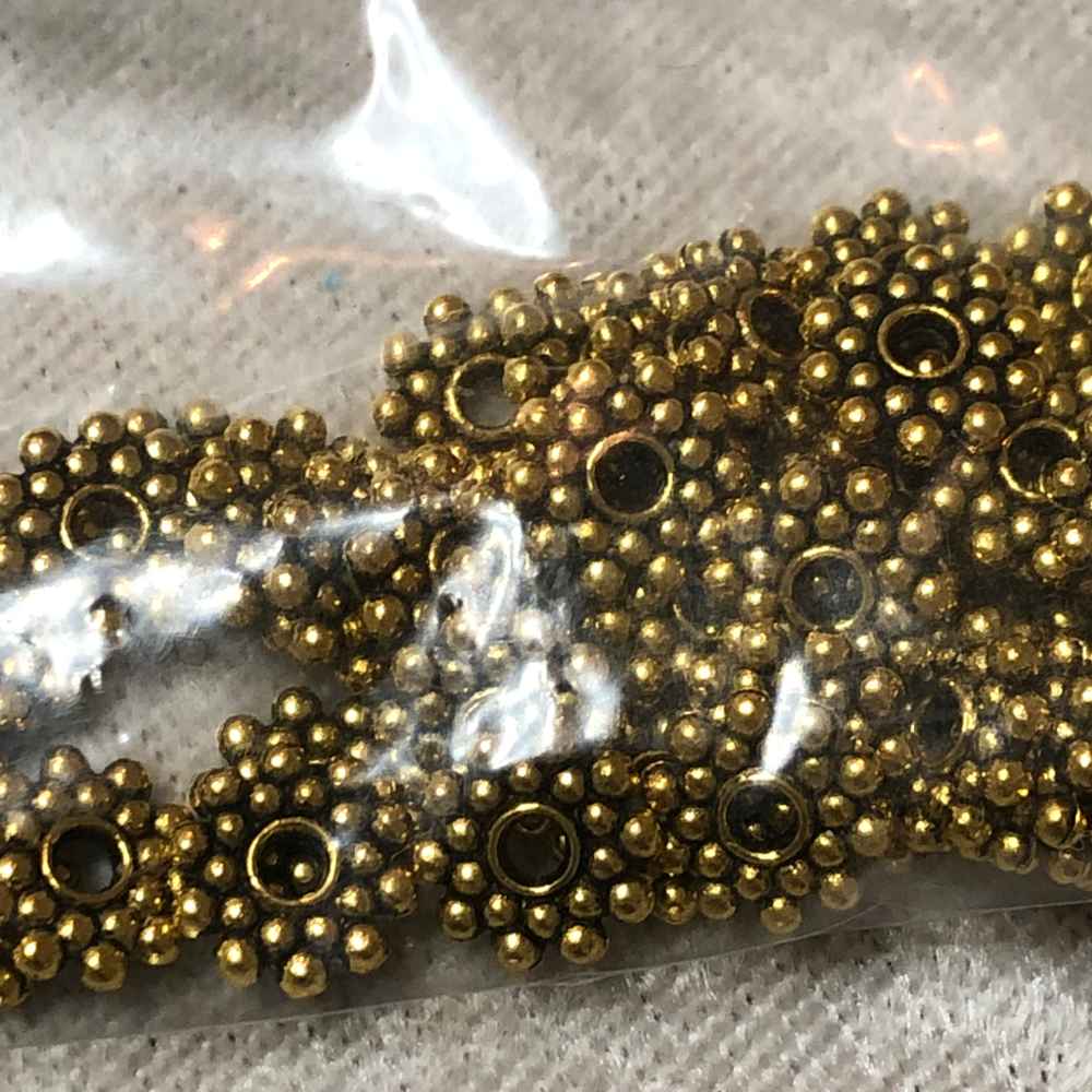 Gold Plated Double-Row Daisy Disc Beads