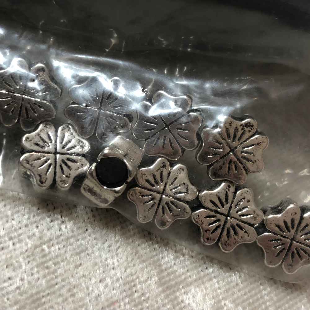 Pewter Large Hole Flower Cross Beads