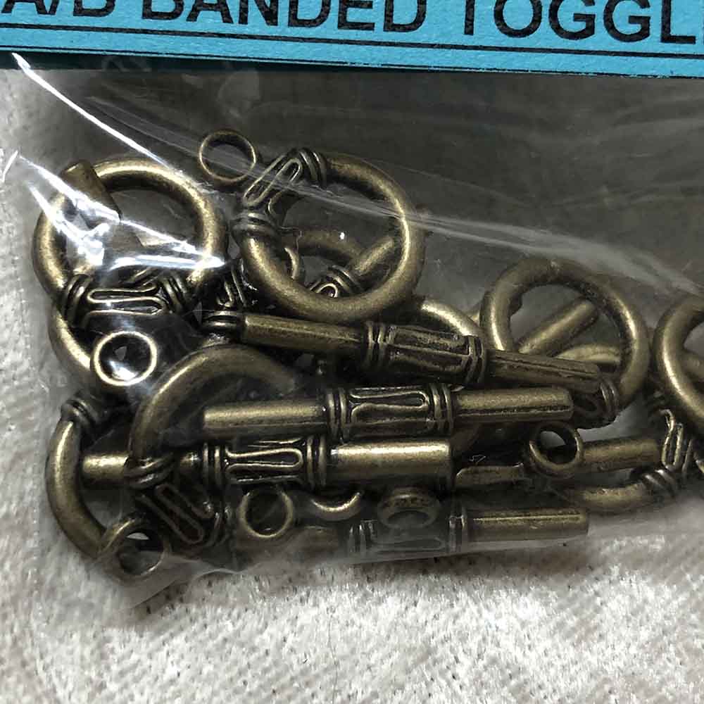 Antique Brass Banded Toggle Clasps