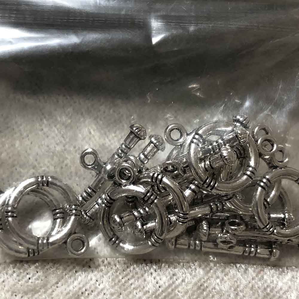 Pewter Small Banded Toggle Clasps