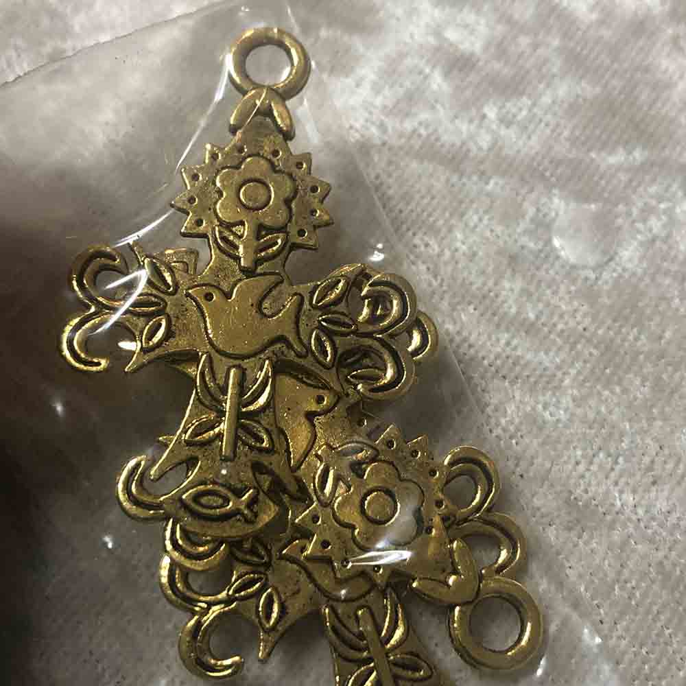 Gold Plated Reversible Dove Cross Pendants