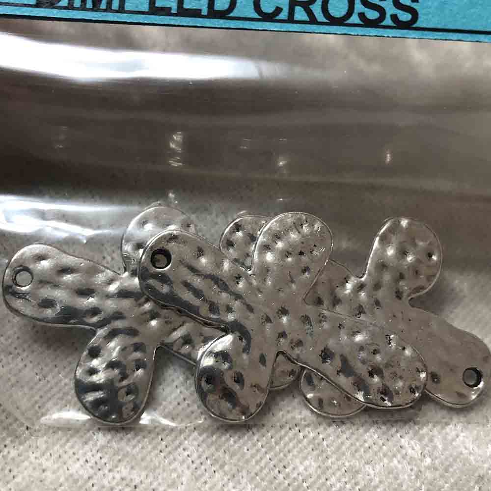 Silver Plated Medium Dimpled Cross Pendants