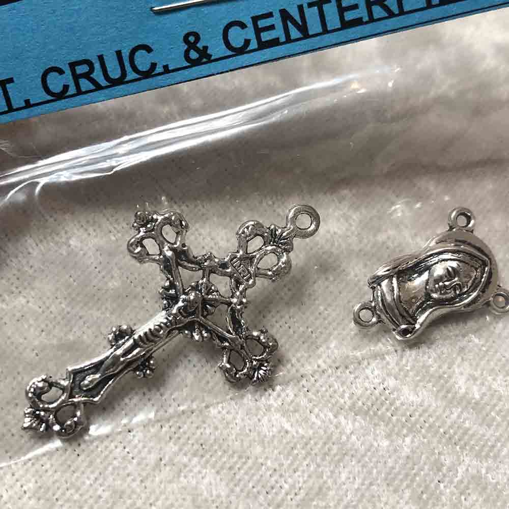 Pewter Basic Crucifix & Centerpiece Rosary Set