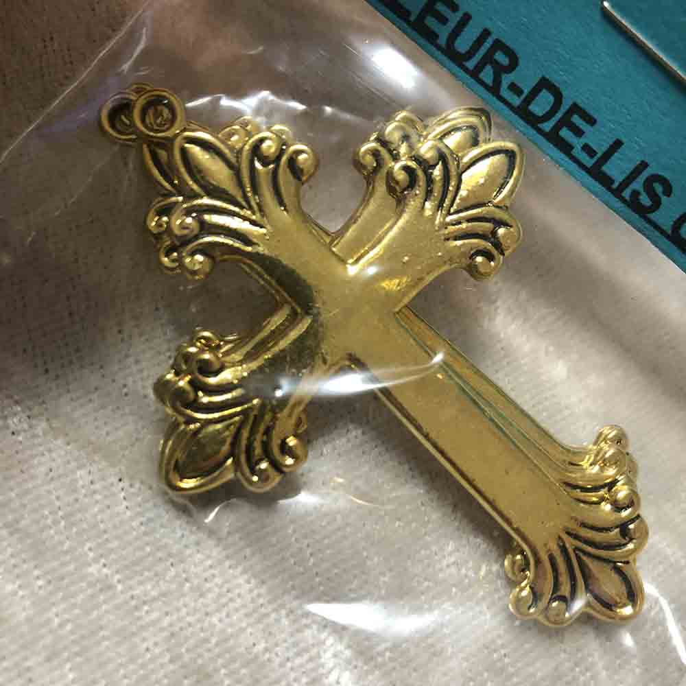 Gold Plated Fleur-de-Lis Cross Pendants