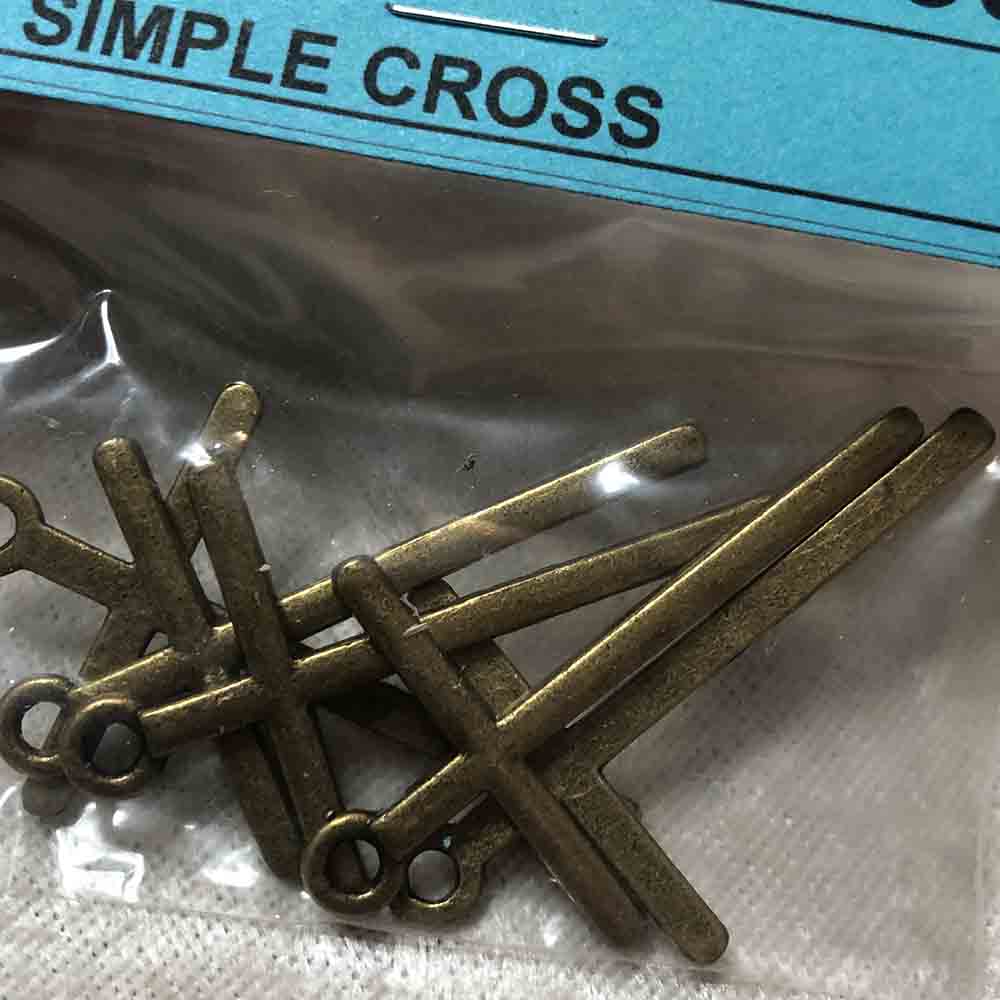 Antique Brass Simple Cross Pendants