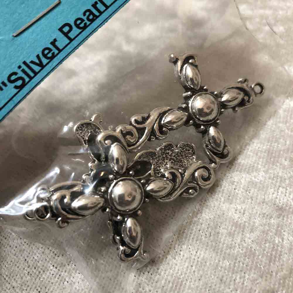 Pewter "Silver Pearl" Cross Pendants