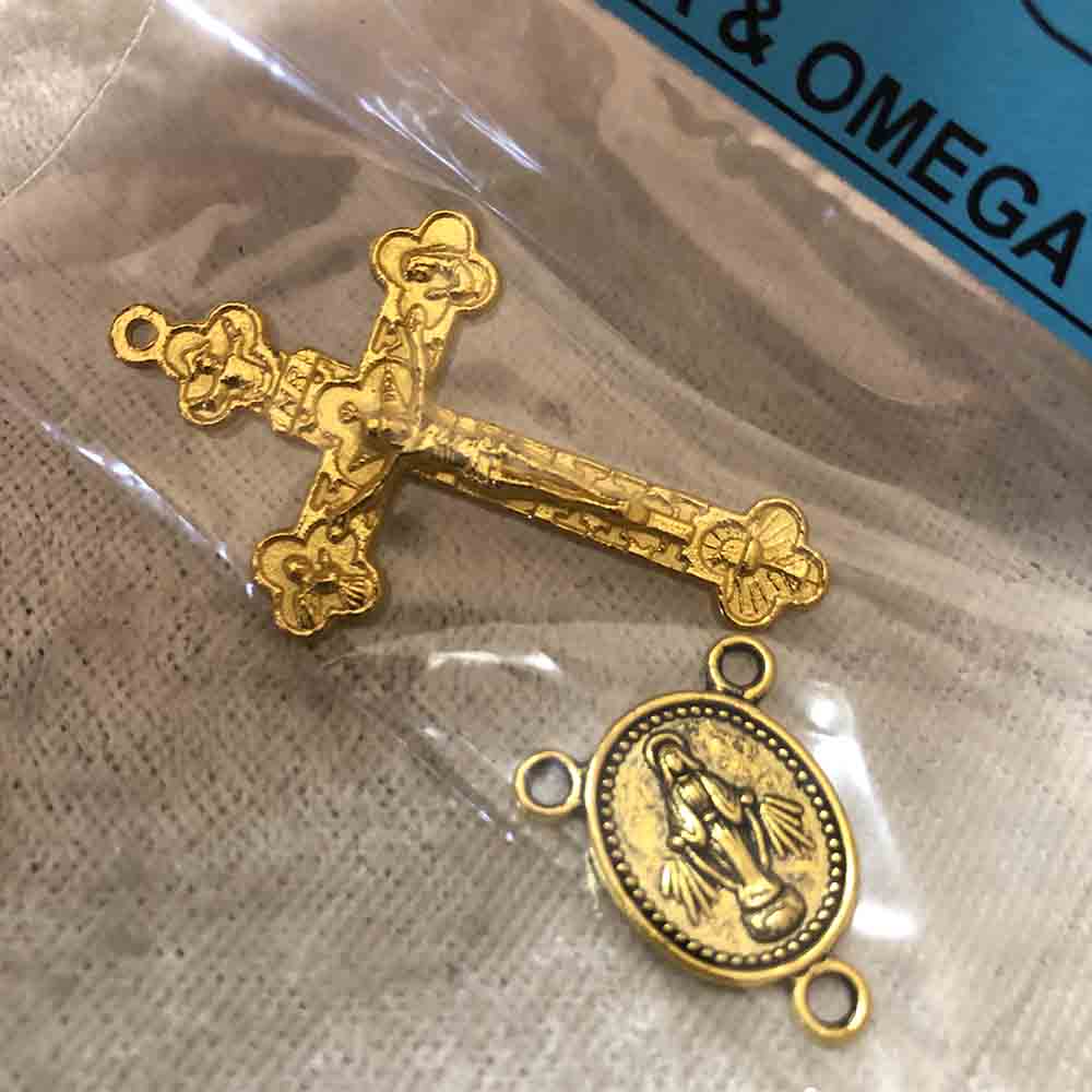 Gold Plated Alpha & Omega Rosary Set