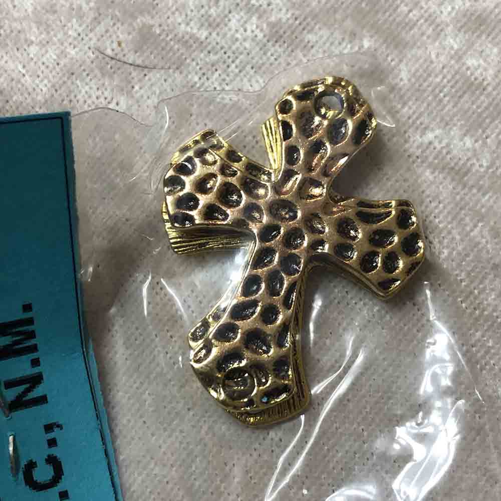 Gold Plated Bali Stamped Two-Hole Crosses