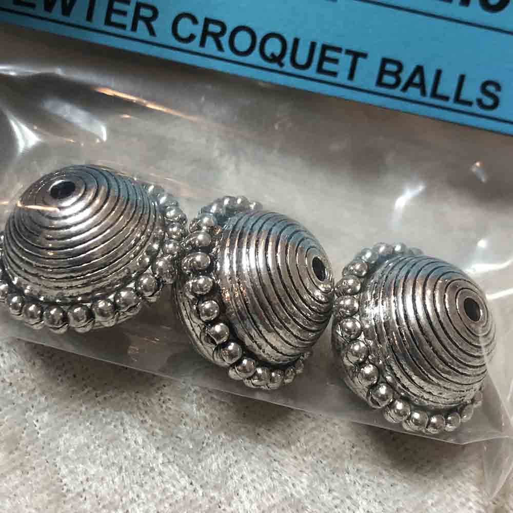 Pewter Large Croquet Ball Beads