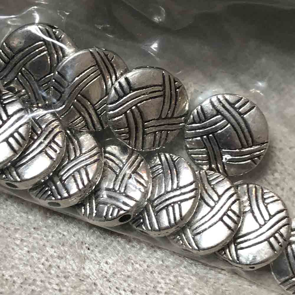 Pewter Loose Weave Disc Beads