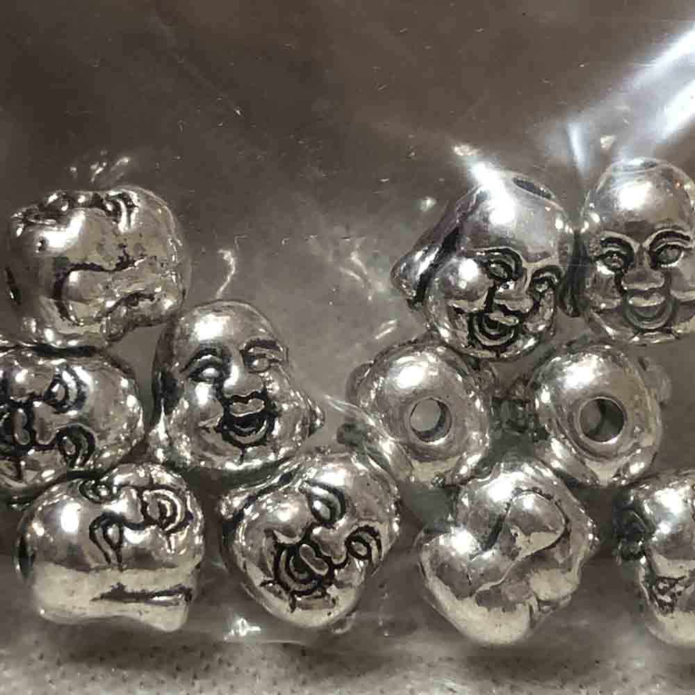 Pewter Laughing Buddha Beads