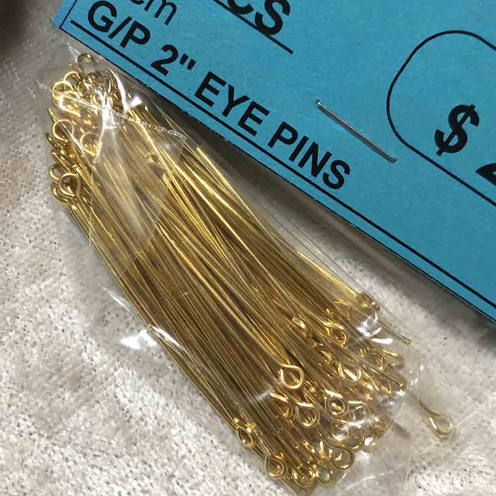 Gold Plated 2" Eye Pins