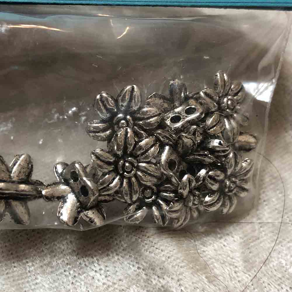 Pewter 2-Strand Flower Spacer Beads