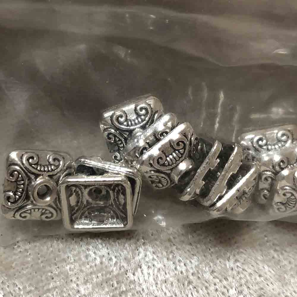 Pewter Square Bead Caps