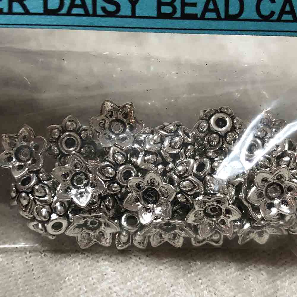 Pewter Daisy Bead Caps