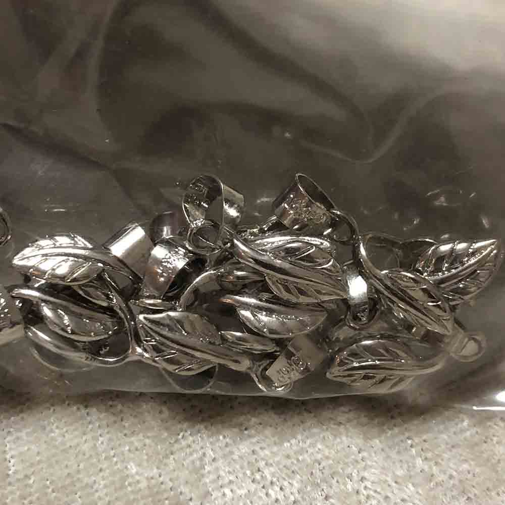 Nickel Plated Leaf Pinch Bails