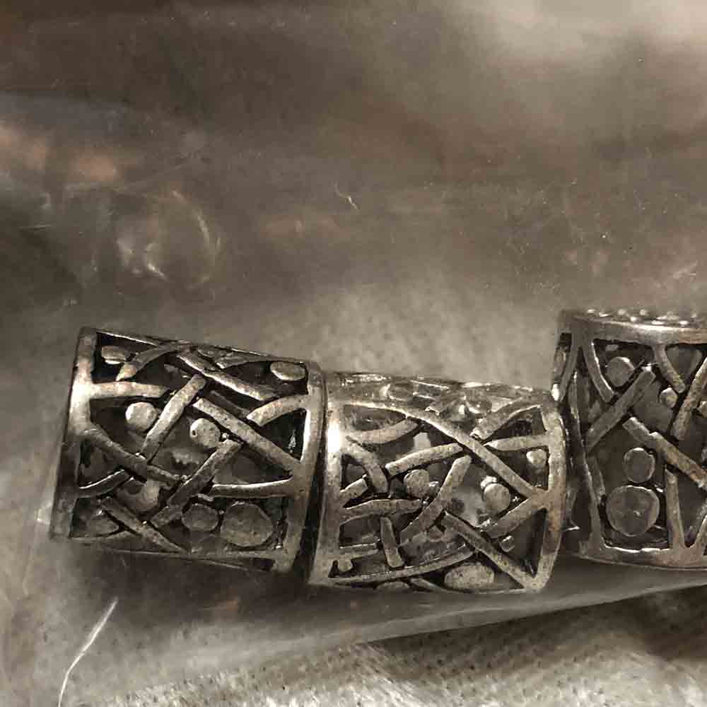 Pewter Small Hollow Spotted Drum Beads