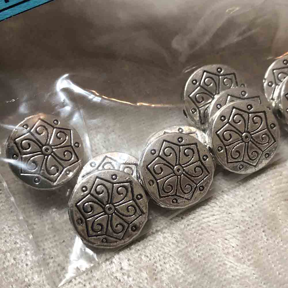 Pewter Carousel Disc Beads