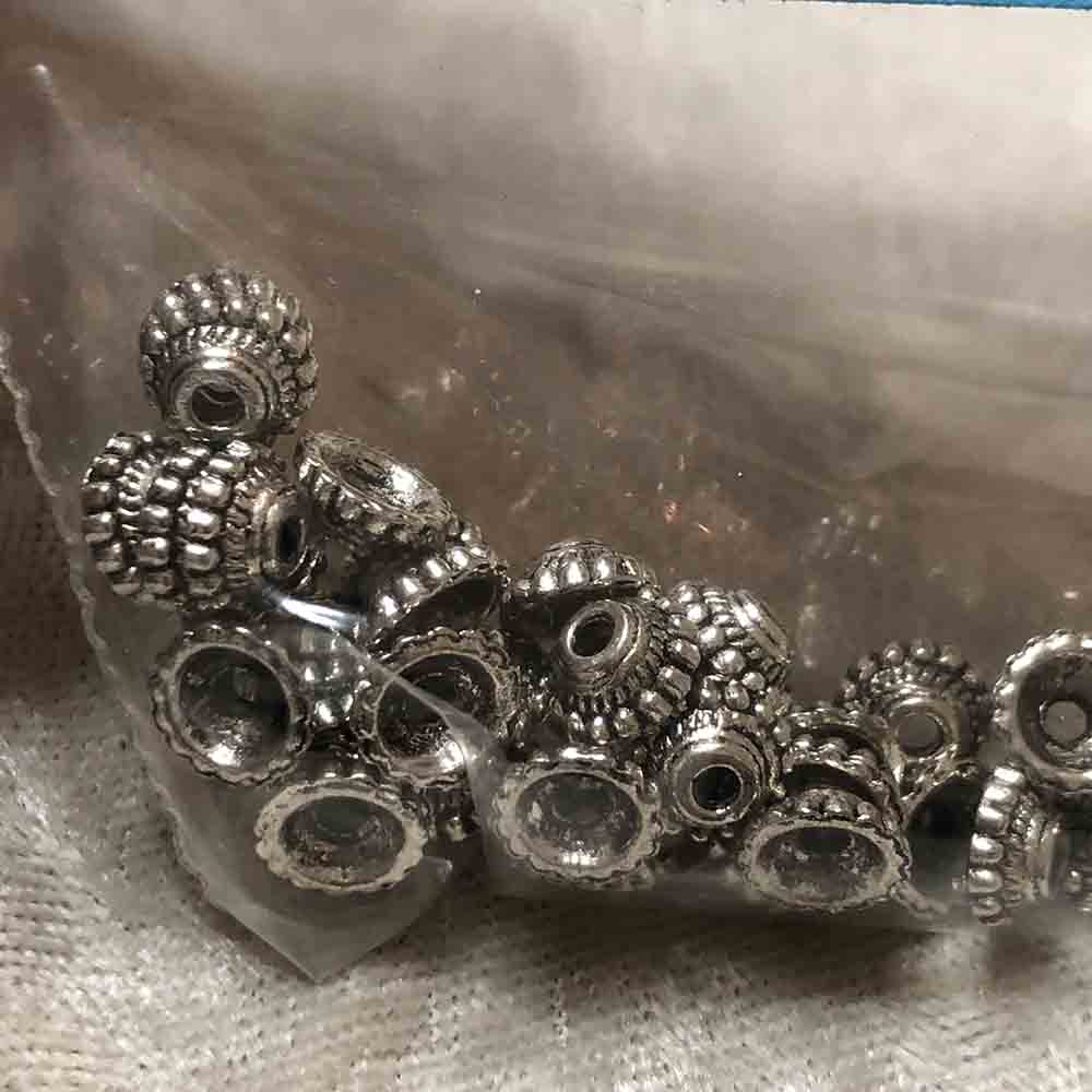 Pewter Knitted Bead Caps