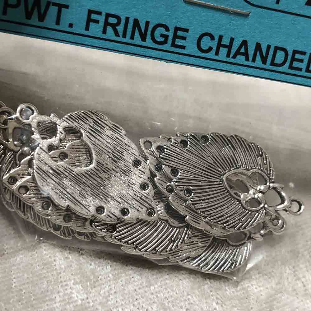 Pewter Fringe Feather Chandelier Findings