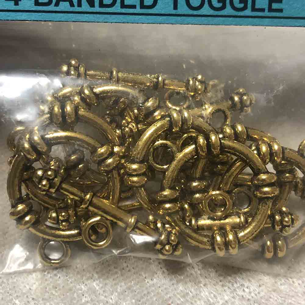 Gold Plated 4-Banded Toggle Clasps