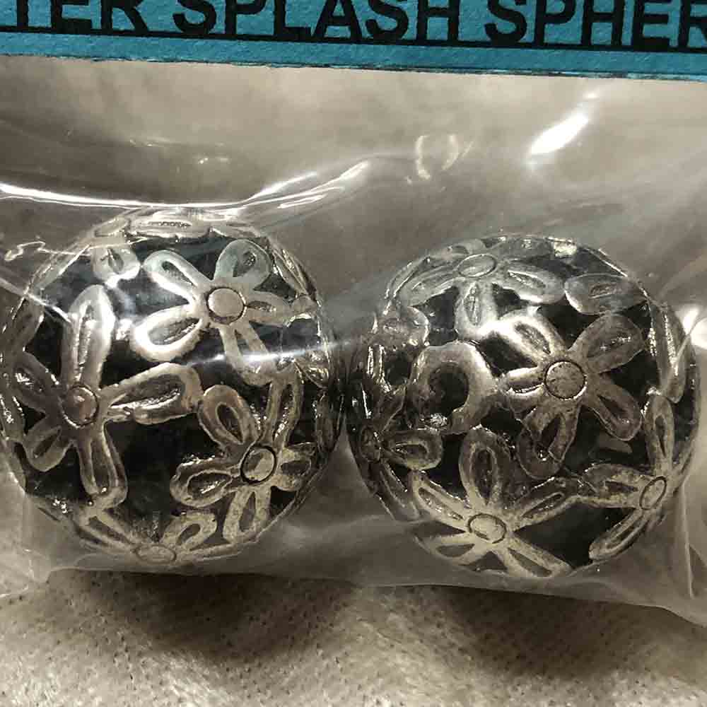 Pewter Large Flower Cut Out Splash Sphere Beads