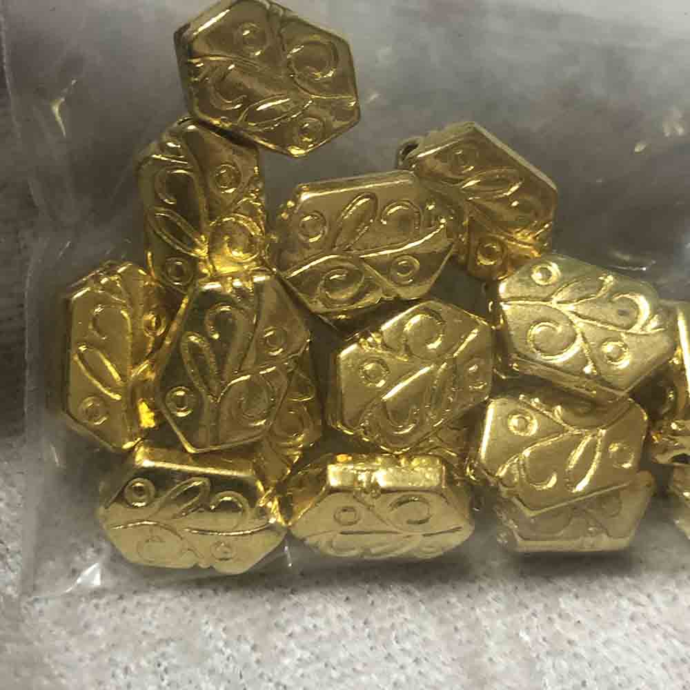 Gold Plated Hexagon Beads